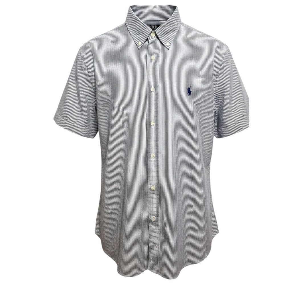 Polo Ralph Lauren Mens Seersucker Short Sleeve Untucked Fit Shirt Medium NWT